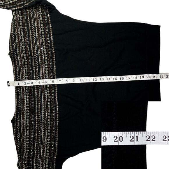 Chaps Classics Boat Neck Knit Sweater 3/4 Sleeve Petite Large Black Metallic Gol - Picture 14 of 14